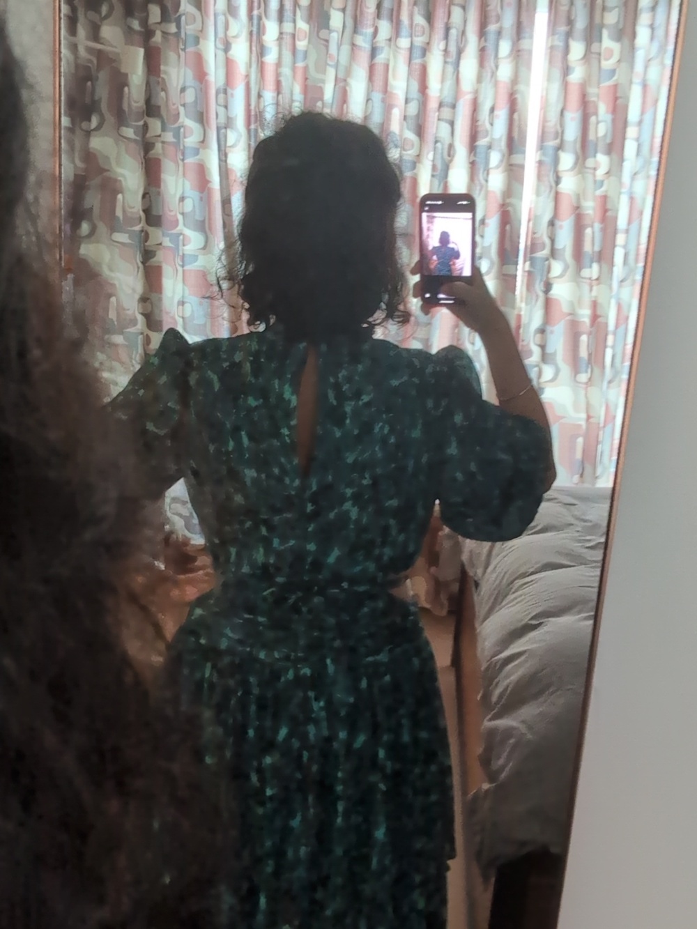 LIKELY - Deep Teal Floral V-Neck Tiered Maxi Dress - Picture 3 of 7
